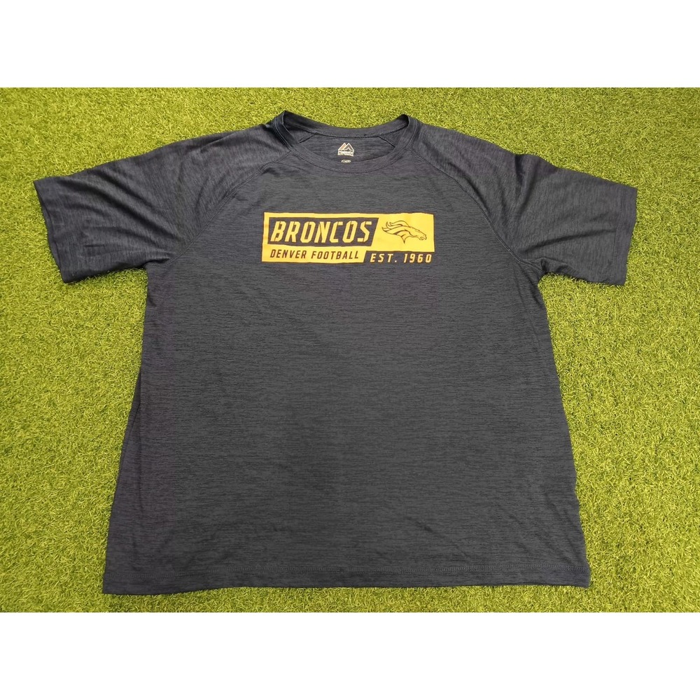 Denver Broncos T Shirt Mens Large Gray National Football League Sports Majestic